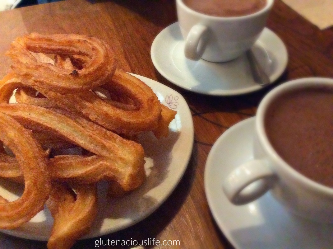 Where to eat gluten-free churros and chocolate in Madrid: Celicioso | Glutenacious Life.com