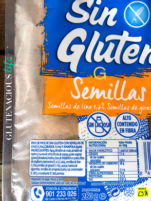 Pan molde sin gluten Bimbo: listado ingredientes pan de molde Semillas | GlutenaciousLife.com