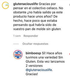 Confirmación Bimbo sobre el lanzamiento anterior del pan de molde sin gluten | GlutenaciousLife.com